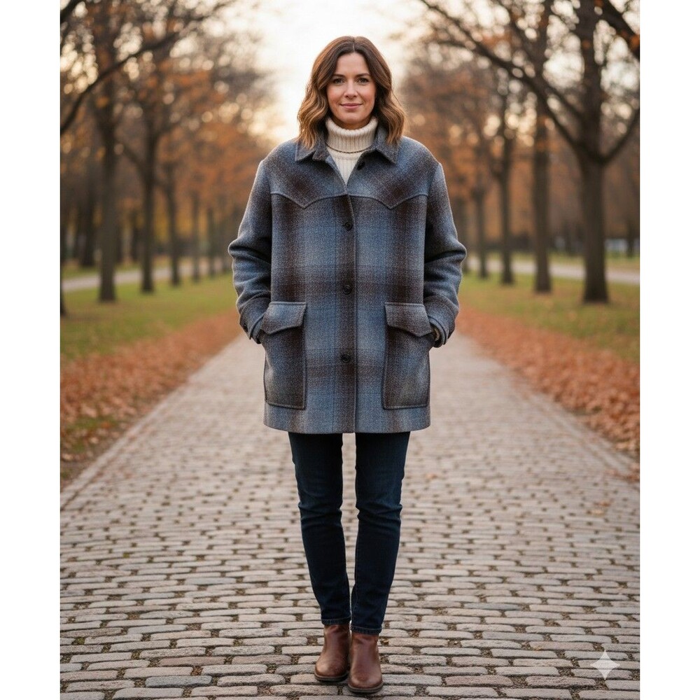 Vintage Women's 12 Christopher Dawes Plaid Wool Jacket Western Yoke Countrywear